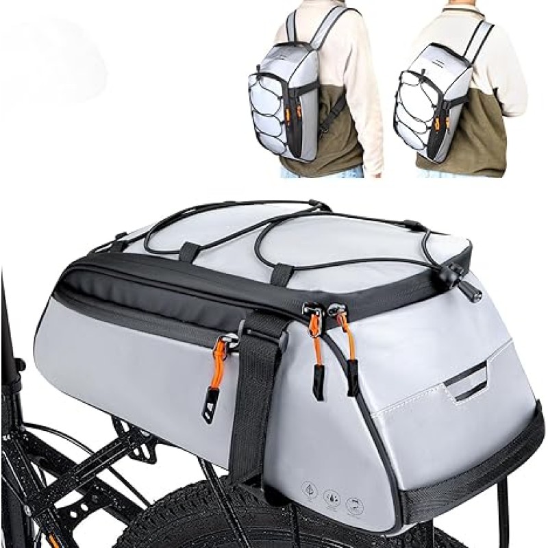 10L Large Full Reflective Waterproof Trunk Bag, Multifunctional Bicycle Ebike Back Seat Cargo Carrier with Shoulder Strap 10L Large Full Reflective Waterproof Trunk Bag, Multifunctional Bicycle Ebike Back Seat Cargo Carrier with Shoulder Strap