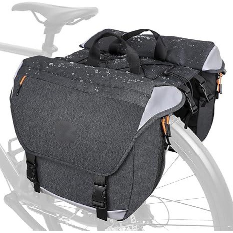 Bike Panniers, 35L Waterproof Panniers Bike Bags for Rear Rack, Expandable Double Bicycle Trunk Bag with Reflective Strips Bike Panniers, 35L Waterproof Panniers Bike Bags for Rear Rack, Expandable Double Bicycle Trunk Bag with Reflective Strips