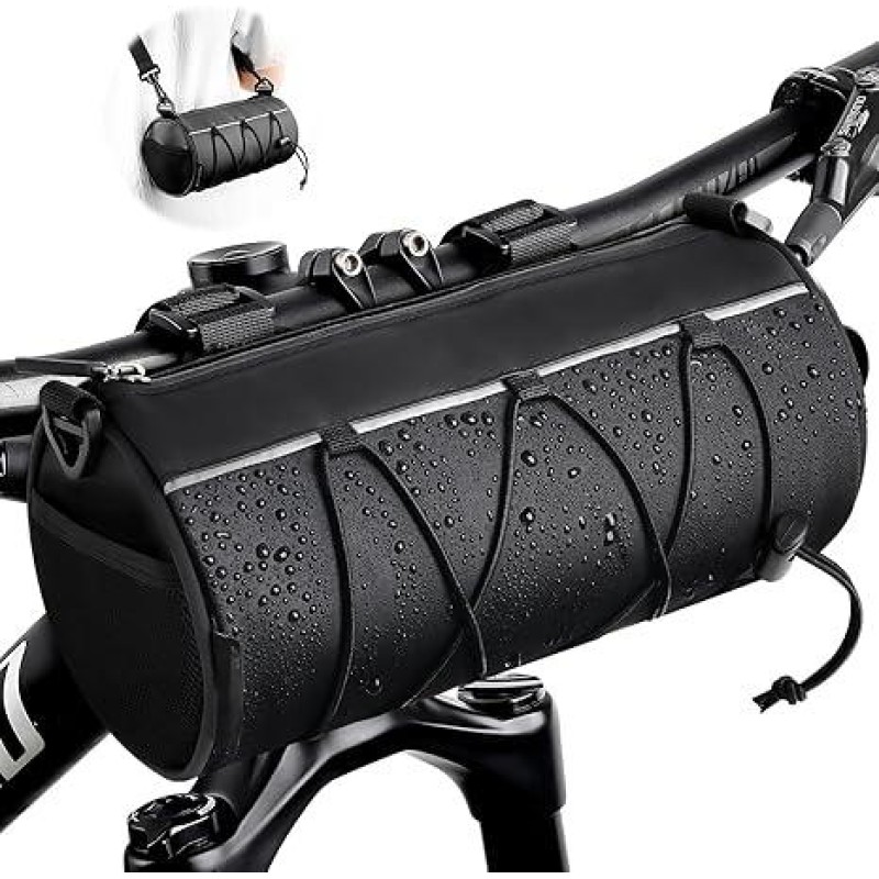 Bike Handlebar Bag Waterproof 2.4L - Bicycle Front Bag Frame Storage Roll Bag Mountain Road, Bag Professional