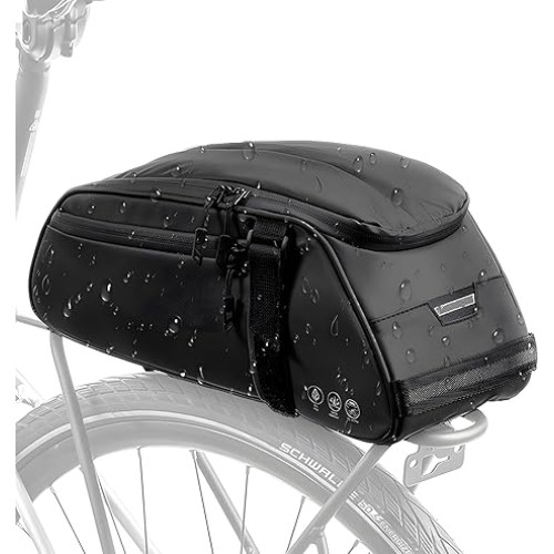 Water Resistant Bike Saddle , 8L Trunk Cycling Back Seat Cargo Carrier Storage Pouch With Shoulder Strap for Travel Commute