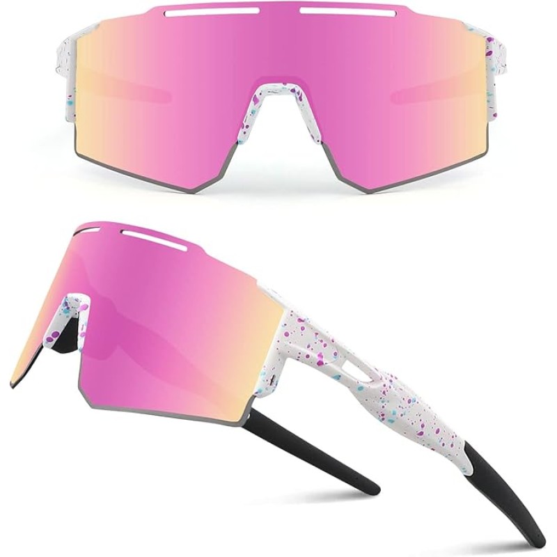 Cycling Sunglasses for Men Women with 3 Interchangeable Lenses, Polarized Sports Sunglasses, Baseball Sunglasses