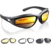 Polarized Motorcycle Riding Goggles, Windproof Cycling Glasses UV400 Outdoor Sports Sunglasses Interchangeable Lenes